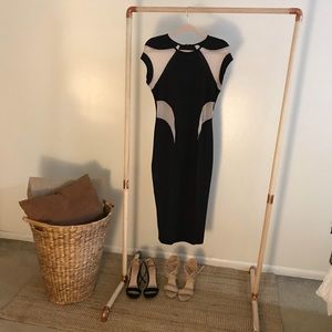 Midi black and sheer cream dress